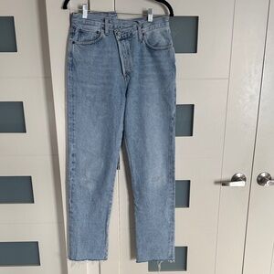Agolde Light Blue Crisscross high waisted slim fit straight Jeans 27